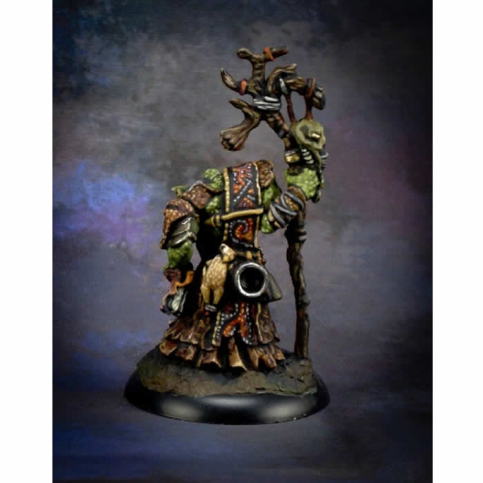 RPR44004 Surkar Orc Shaman Miniature 25mm Heroic Scale Reaper Bones Black (ONLINE ORDER ONLY)