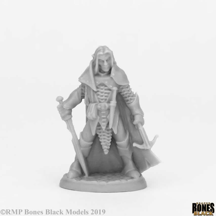 RPR44072 Dark Elf Male Warrior Miniature 25mm Heroic Scale Bones Black (ONLINE ORDER ONLY)