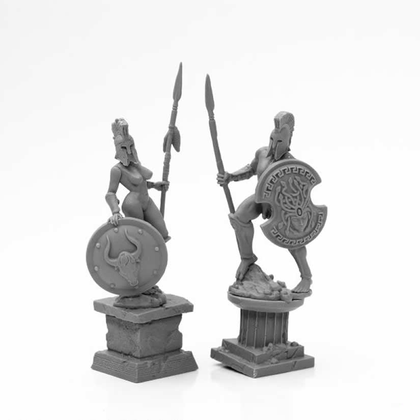 RPR44126 Amazon And Spartan Living Statues Miniature 25mm Heroic Scale Figure Bones Black (ONLINE ORDER ONLY)
