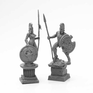 RPR44127 Amazon And Spartan Living Statues Miniature 25mm Heroic Scale Figure Bones Black (ONLINE ORDER ONLY)