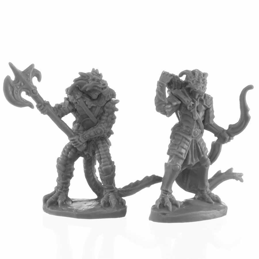 RPR44146 Dragonfolk Fighter and Ranger Miniature 25mm Heroic Scale Figure Bones Black (ONLINE ORDER ONLY)