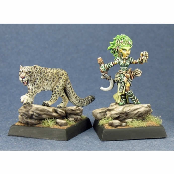 RPR60020 Lini Iconic Gnome Druid and Droogami Snow Leopard Miniature (ONLINE ORDER ONLY)