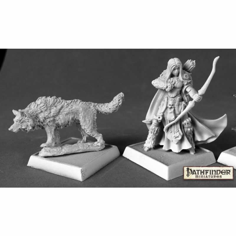 RPR60181 Adowyn Iconic Hunter and Wolf Miniatures 25mm Heroic Scale (ONLINE ORDER ONLY)