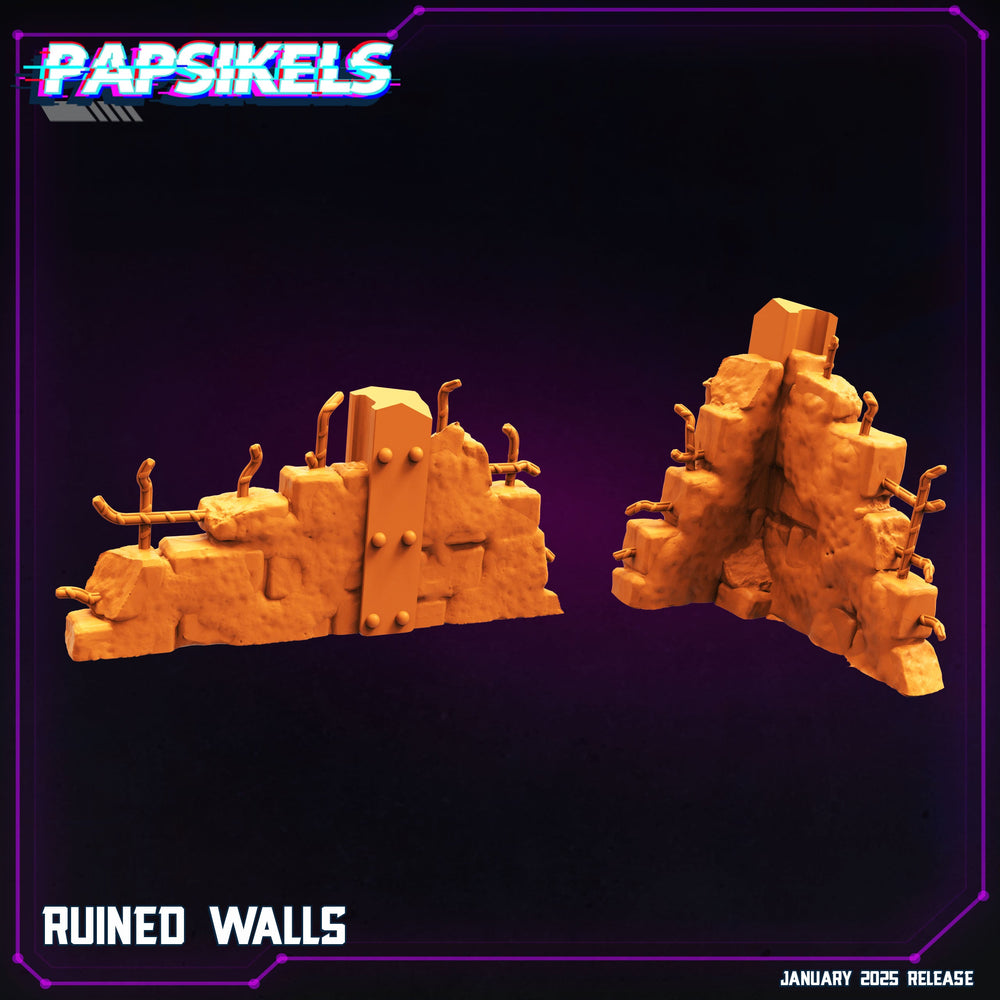 3D Printed Papsikels Ruined Walls January 2025 - Cyberpunk 28mm 32mm (Online Only)