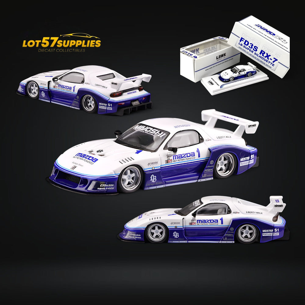 Inno64 Mazda RX-7 LBWK FD3S Blue-White HTKS 24' 1:64 (ONLINE ORDER ONLY)