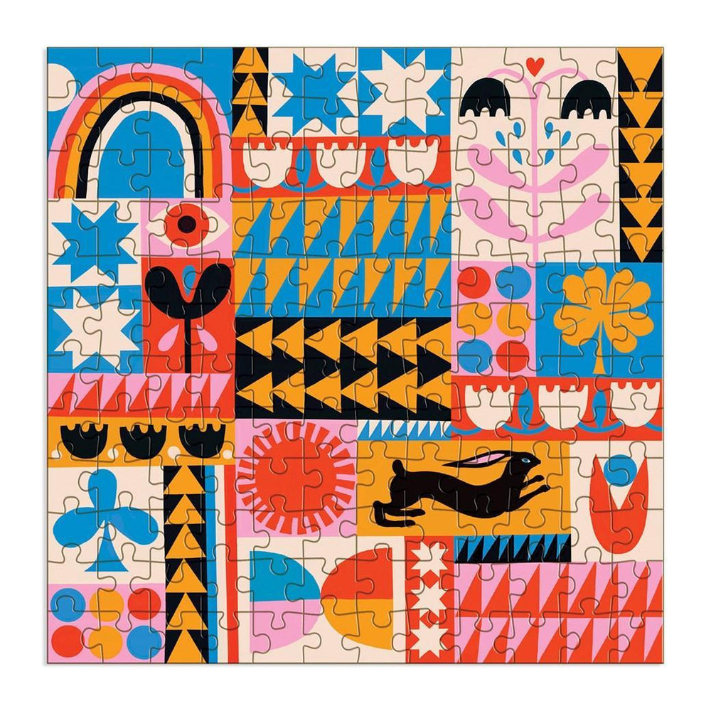 Rabbit Quilt by Lisa Congdon 144 Piece Wood Jigsaw Puzzle Galison