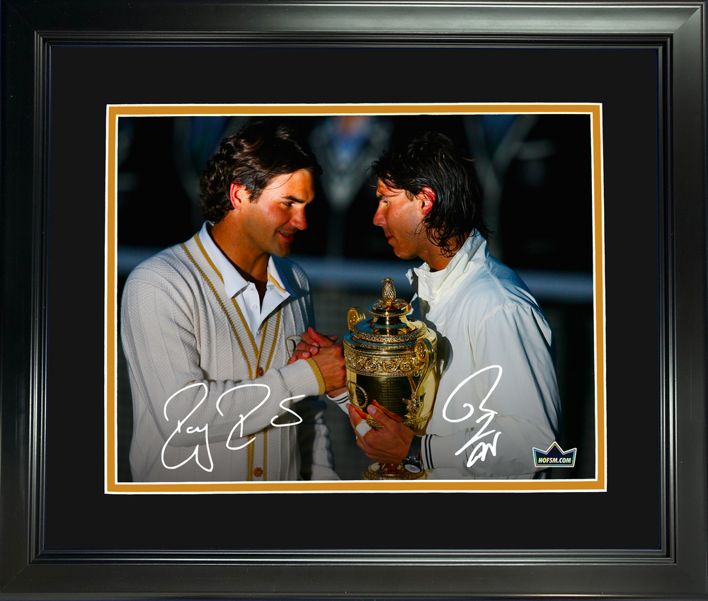 Framed Rafael Nadal & Roger Federer Dual Facsimile Laser Engraved Signature Auto 11"x14"Tennis Photo HOFSM Holo (ONLINE ORDER ONLY)