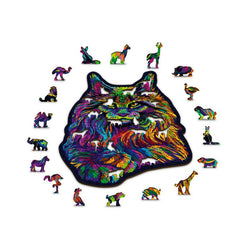 Rainbow Wild Cat 274 Piece Wood Jigsaw Puzzle Wooden City (ONLINE ORDER ONLY)