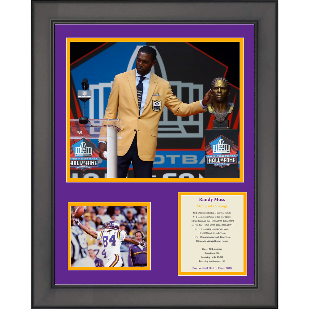 Framed Randy Moss Hall of Fame Minnesota Vikings Football 11"x14"Three Photo Collage (ONLINE ORDER ONLY)