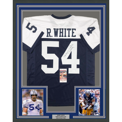 Framed Autographed/Signed Randy White HOF 94 35x39 Dallas Thanksgiving Football Jersey JSA COA (ONLINE ORDER ONLY)