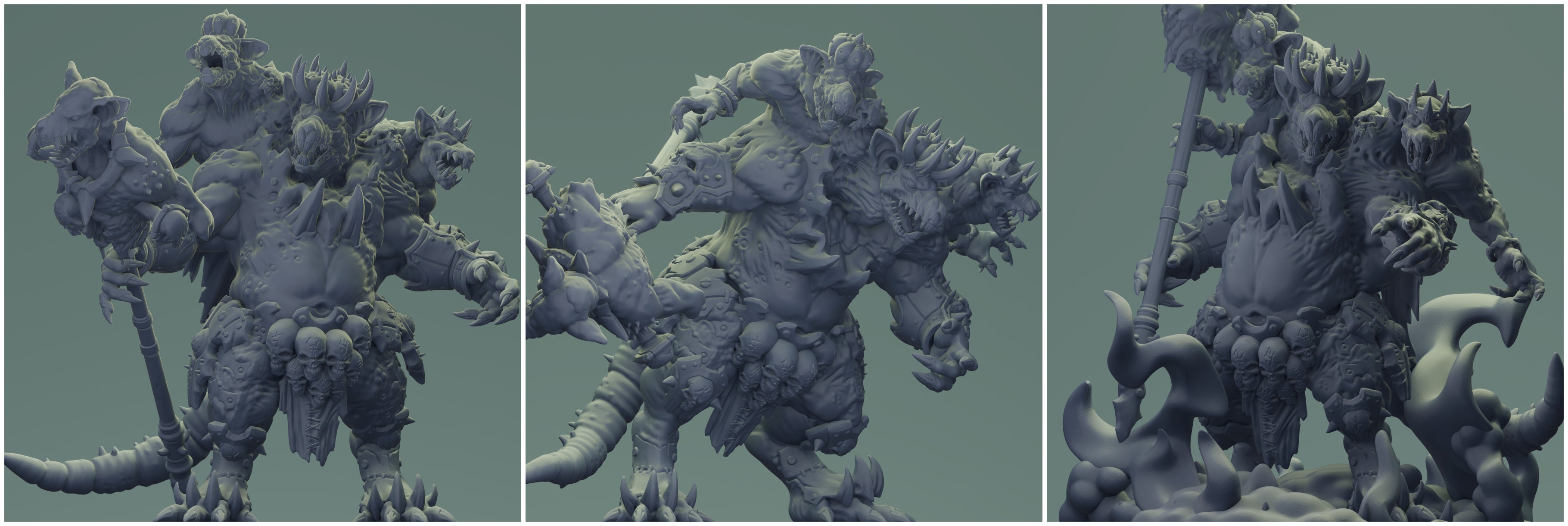 3D Printed Nafarrate Rat King Set Rats Army 28 32 mm D&D (Online Only)