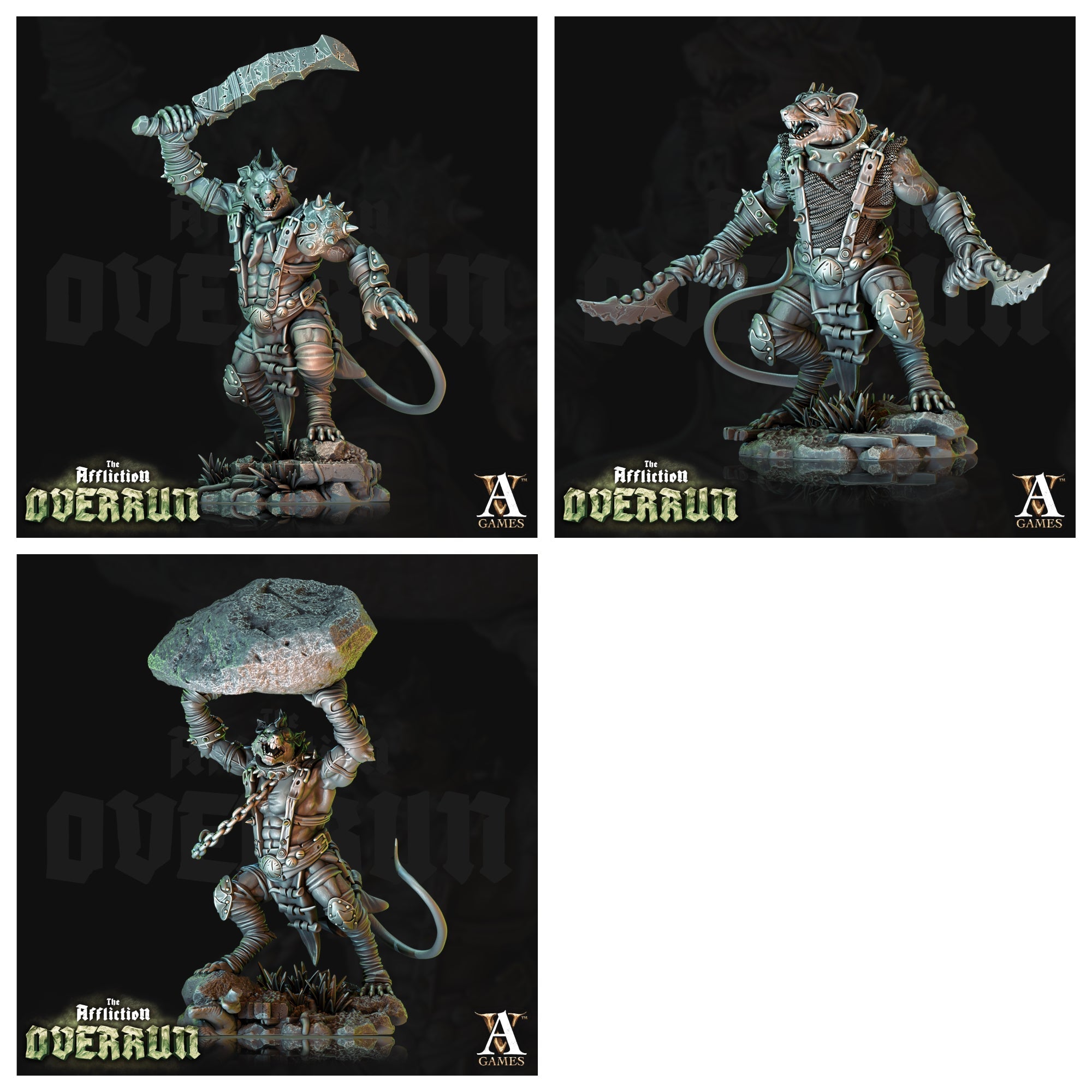 3D Printed Archvillain Games Affliction Overrun - Rat Reavers 28mm 32mm D&D (Online Only)
