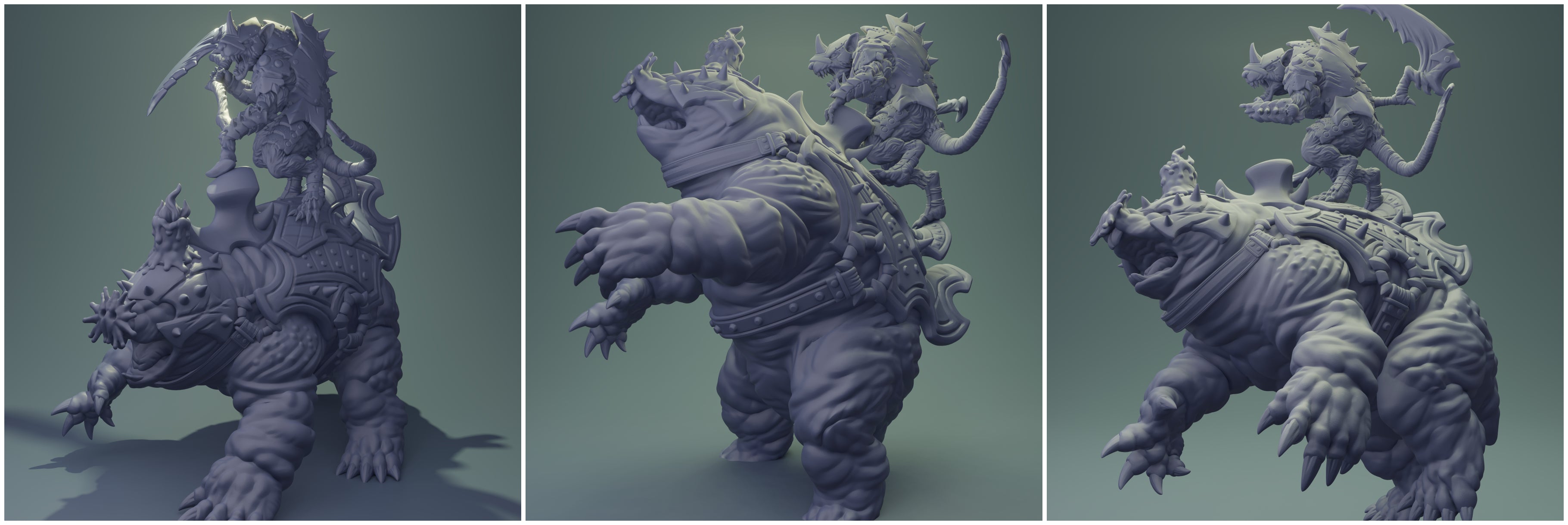 3D Printed Nafarrate Rat Riding Mole Rats Army 28mm 32mm D&D (Online Only)