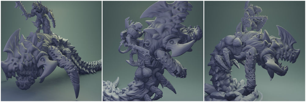 3D Printed Nafarrate Rats Army Rat Riding Wurm Set 28mm 32mm D&D (Online Only)