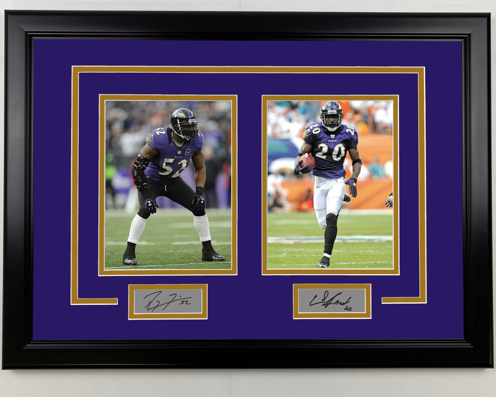 Framed Ray Lewis and Ed Reed Facsimile Laser Engraved Signatures Baltimore Ravens 17x23 Dual Football Photo (ONLINE ORDER ONLY)