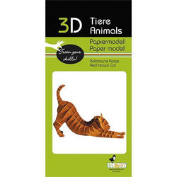 Red-Brown Cat 3D Cardboard Model Kit Fridolin (ONLINE ORDER ONLY)