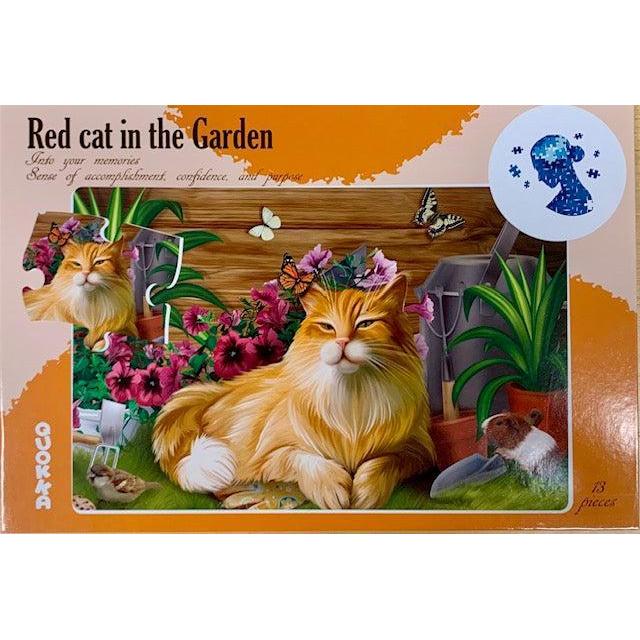 Red Cat in the Garden 13 Piece Tray Jigsaw Puzzle Quokka (ONLINE ORDER ONLY)