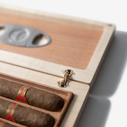 Cigar Travel Case - Redwood Burl Inlay - Personalized Brass Engraving - Spanish Cedar Lining (ONLINE ORDER ONLY)