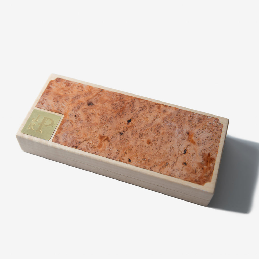 Cigar Travel Case - Redwood Burl Inlay - Personalized Brass Engraving - Spanish Cedar Lining (ONLINE ORDER ONLY)