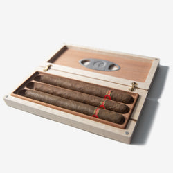 Cigar Travel Case - Redwood Burl Inlay - Personalized Brass Engraving - Spanish Cedar Lining (ONLINE ORDER ONLY)