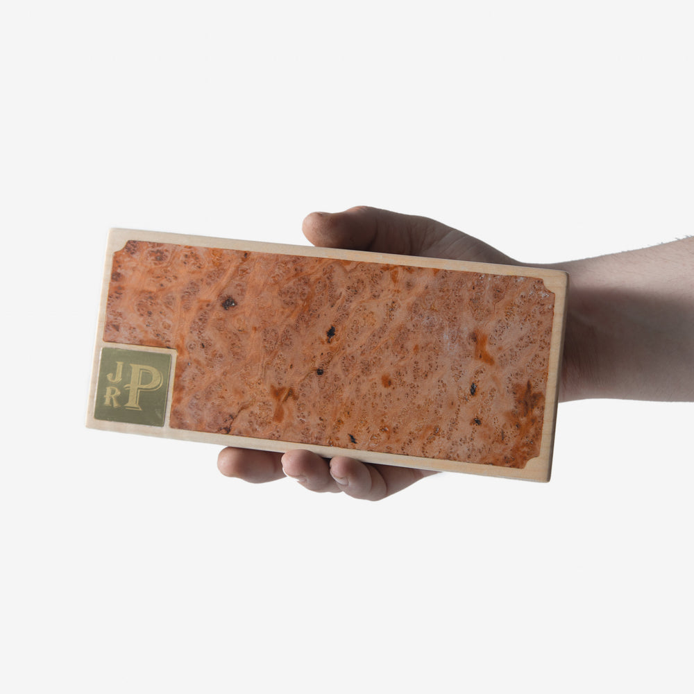 Cigar Travel Case - Redwood Burl Inlay - Personalized Brass Engraving - Spanish Cedar Lining (ONLINE ORDER ONLY)