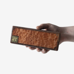 Cigar Travel Case - Redwood Burl Inlay - Personalized Brass Engraving - Spanish Cedar Lining (ONLINE ORDER ONLY)