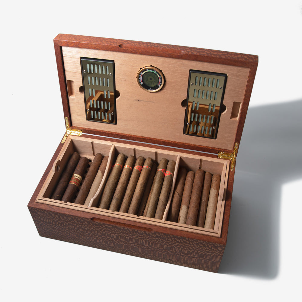 Cigar Humidor - Lacewood with Spanish Cedar Lining - 80 Capacity (ONLINE ORDER ONLY)