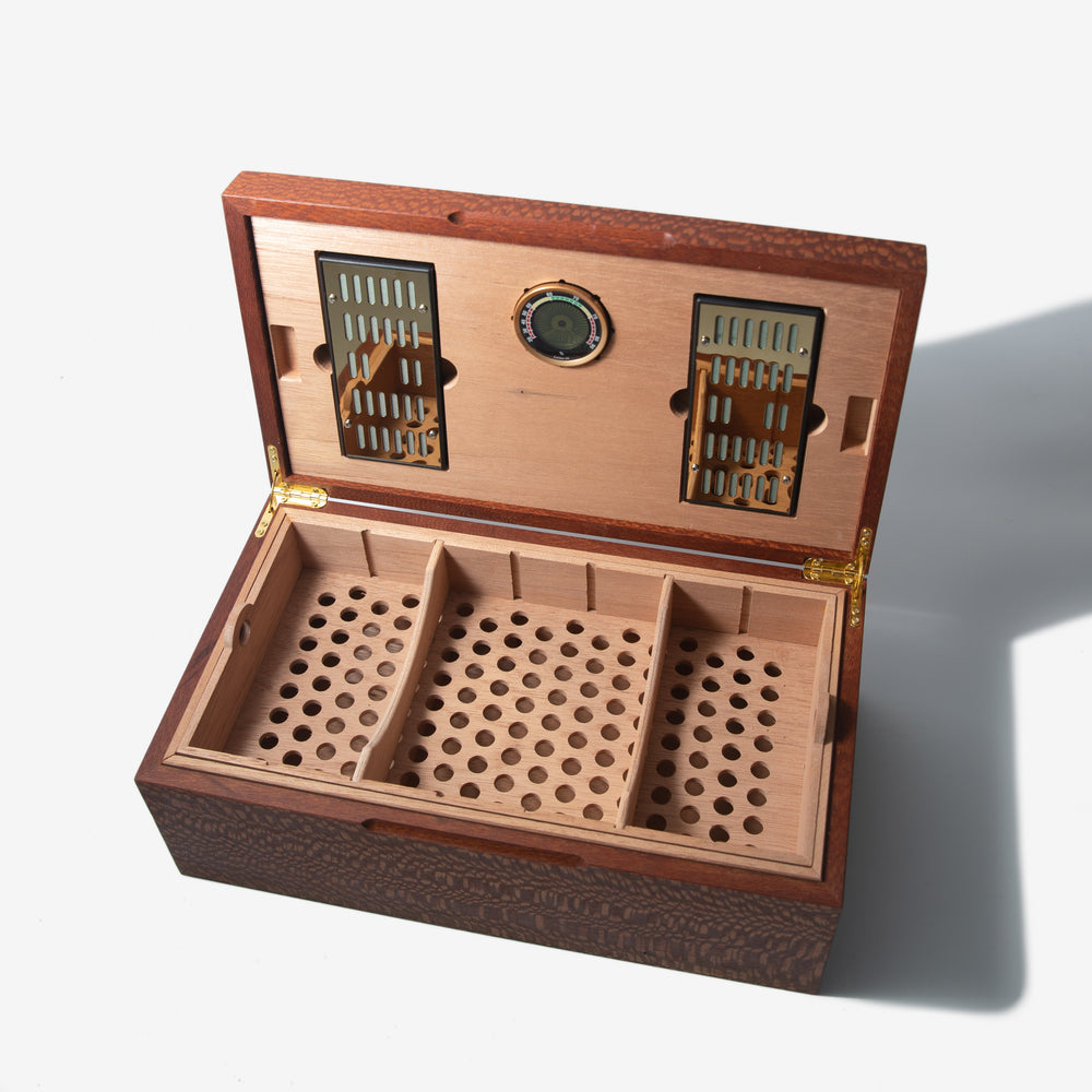 Cigar Humidor - Lacewood with Spanish Cedar Lining - 80 Capacity (ONLINE ORDER ONLY)