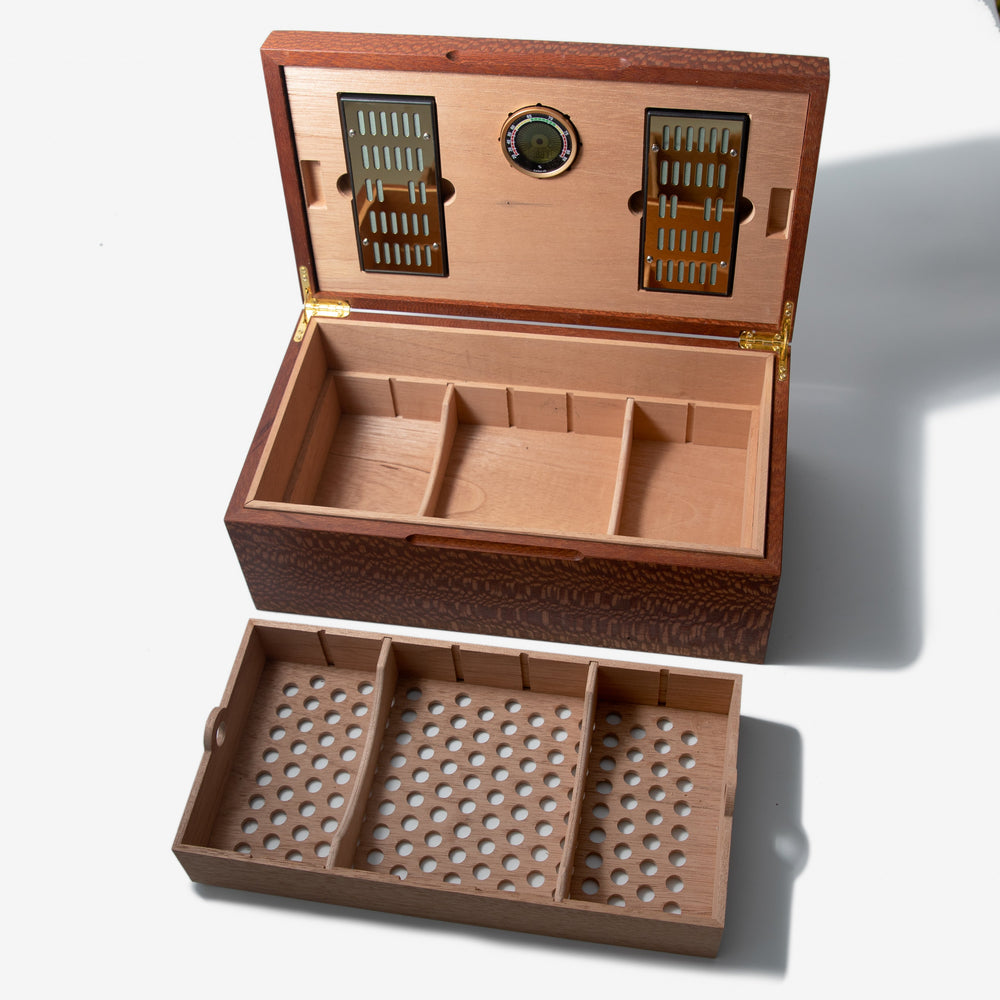Cigar Humidor - Lacewood with Spanish Cedar Lining - 80 Capacity (ONLINE ORDER ONLY)