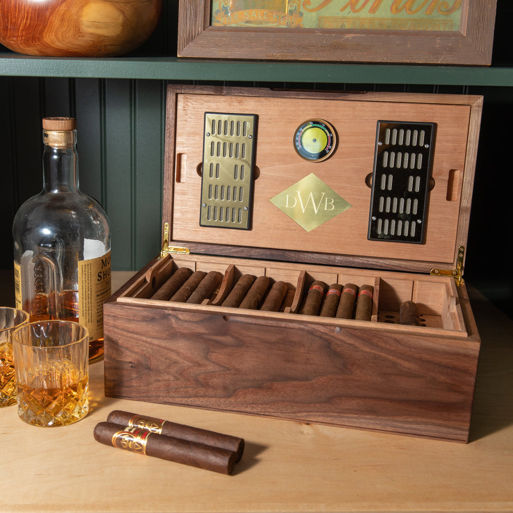 Cigar Humidor - Black Walnut with Spanish Cedar Lining - 80 Capacity (ONLINE ORDER ONLY)