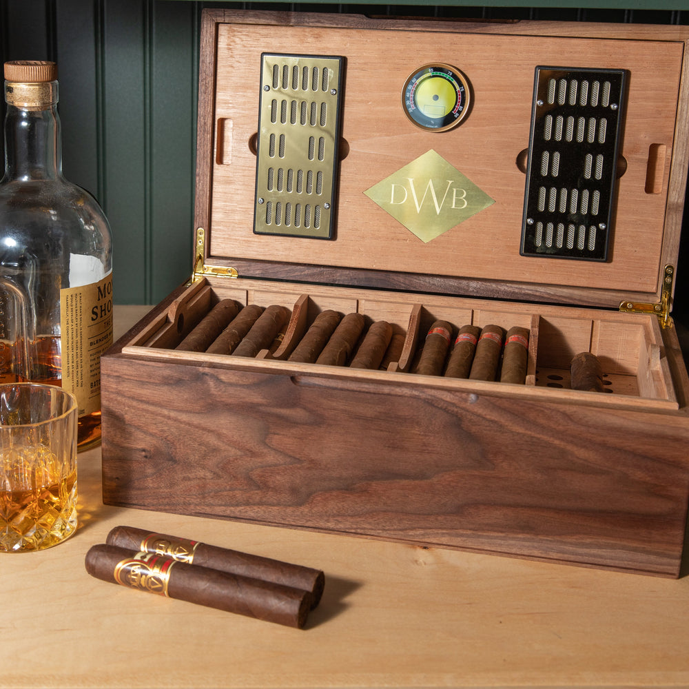 Cigar Humidor - Black Walnut with Spanish Cedar Lining - 80 Capacity (ONLINE ORDER ONLY)