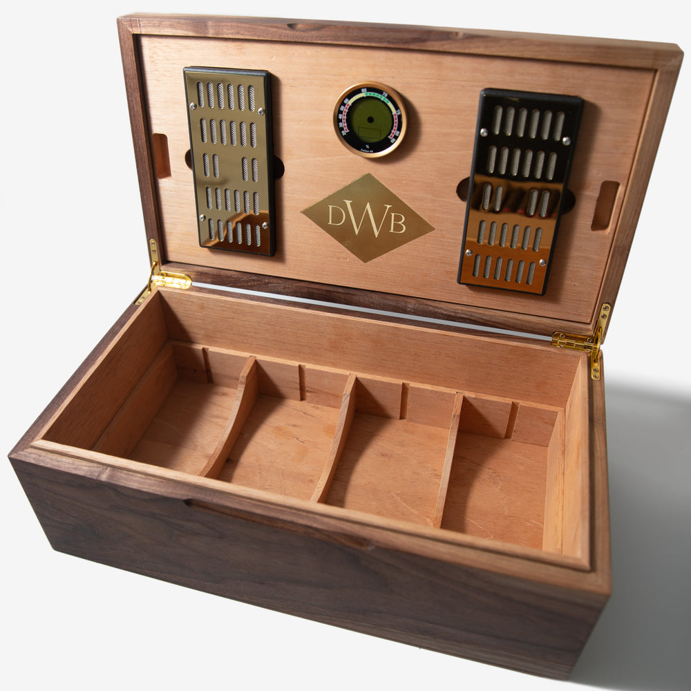 Cigar Humidor - Black Walnut with Spanish Cedar Lining - 80 Capacity (ONLINE ORDER ONLY)