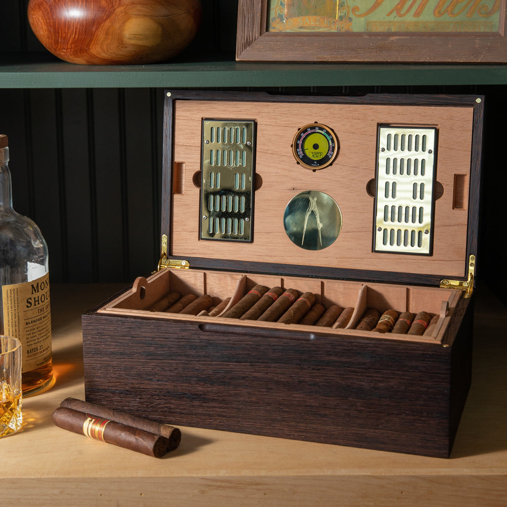 Cigar Humidor - Wenge with Spanish Cedar Lining - 80 Capacity (ONLINE ORDER ONLY)