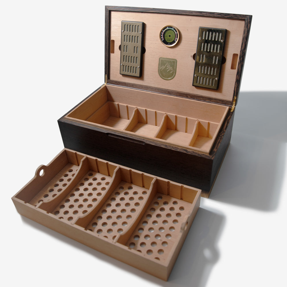 Cigar Humidor - Wenge with Spanish Cedar Lining - 80 Capacity (ONLINE ORDER ONLY)