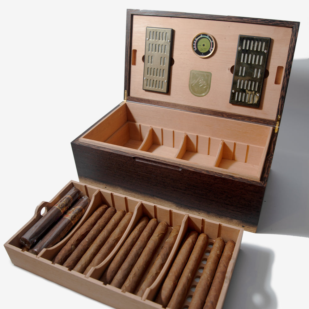Cigar Humidor - Wenge with Spanish Cedar Lining - 80 Capacity (ONLINE ORDER ONLY)