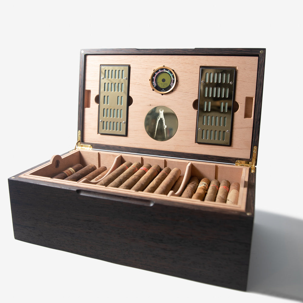 Cigar Humidor - Wenge with Spanish Cedar Lining - 80 Capacity (ONLINE ORDER ONLY)