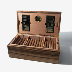Cigar Humidor - Zebrawood with Spanish Cedar Lining - 80 Capacity (ONLINE ORDER ONLY)