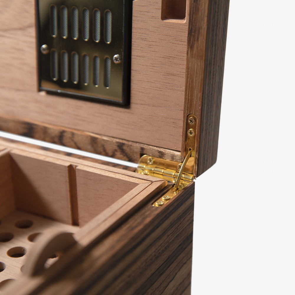 Cigar Humidor - Zebrawood with Spanish Cedar Lining - 80 Capacity (ONLINE ORDER ONLY)