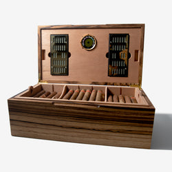 Cigar Humidor - Zebrawood with Spanish Cedar Lining - 80 Capacity (ONLINE ORDER ONLY)