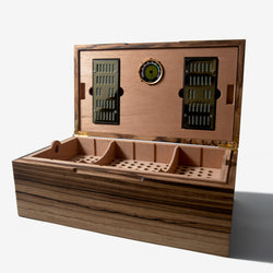 Cigar Humidor - Zebrawood with Spanish Cedar Lining - 80 Capacity (ONLINE ORDER ONLY)