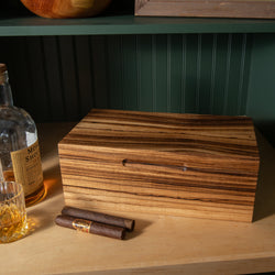 Cigar Humidor - Zebrawood with Spanish Cedar Lining - 80 Capacity (ONLINE ORDER ONLY)
