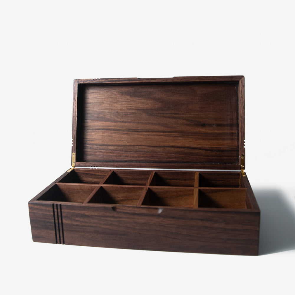 Tea Chest - Black Walnut - 8 Compartments (ONLINE ORDER ONLY)