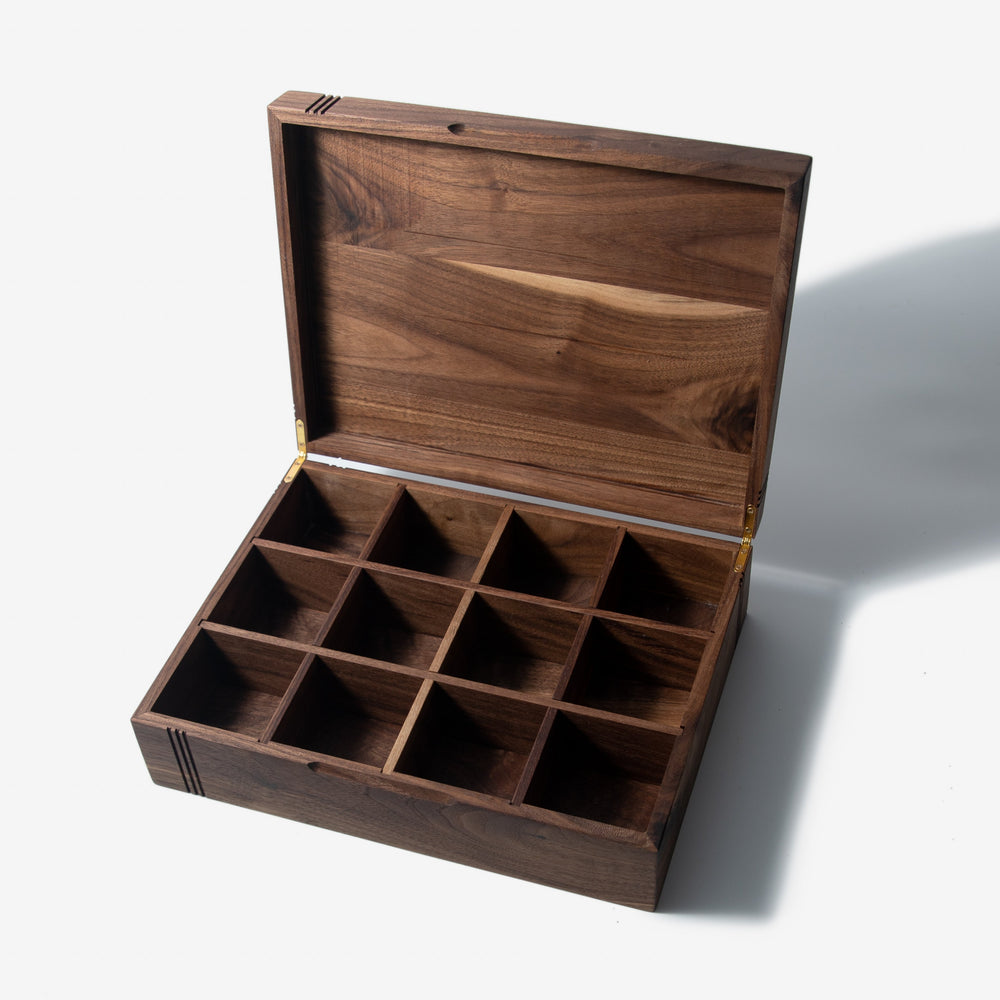 Tea Chest - Black Walnut - 12 Compartments (ONLINE ORDER ONLY)