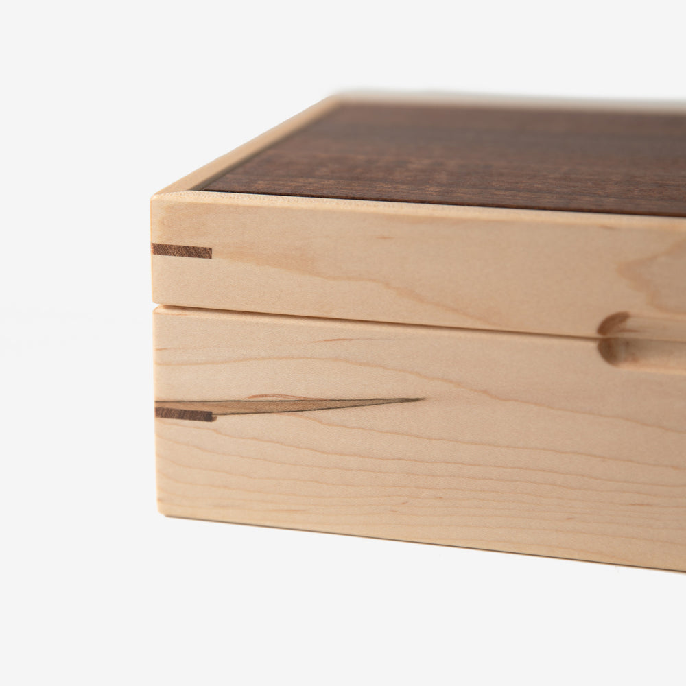 Watch Box - Curly Maple and Sapele Mahogany - 8 Watch Compartments (ONLINE ORDER ONLY)