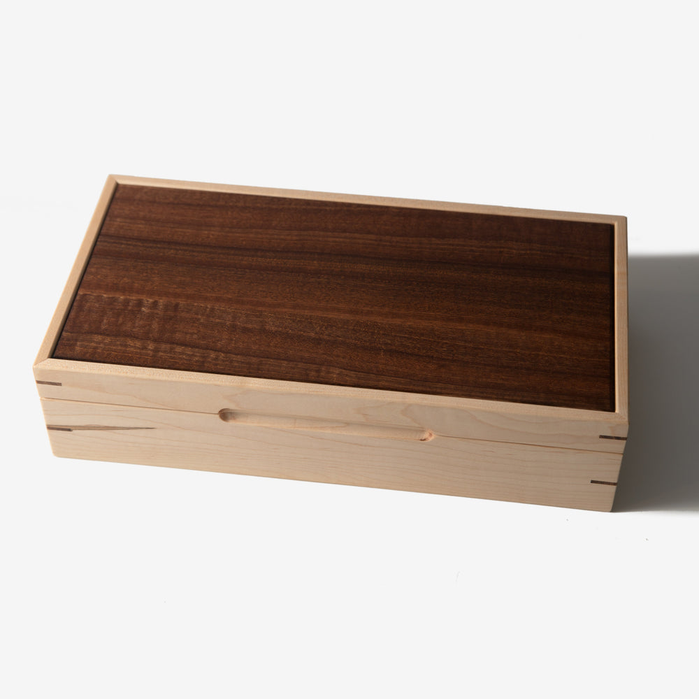 Watch Box - Curly Maple and Sapele Mahogany - 8 Watch Compartments (ONLINE ORDER ONLY)