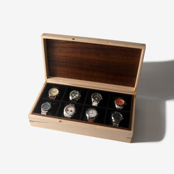 Watch Box - Curly Maple and Sapele Mahogany - 8 Watch Compartments (ONLINE ORDER ONLY)