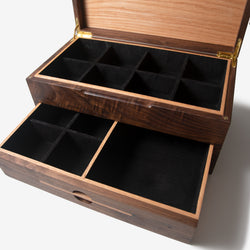 Watch Box with Drawer - Black Walnut and Oak - 12 to 16 Watch Compartments (ONLINE ORDER ONLY)