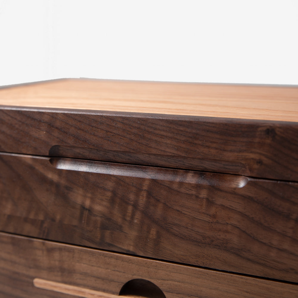 Watch Box with Drawer - Black Walnut and Oak - 12 to 16 Watch Compartments (ONLINE ORDER ONLY)