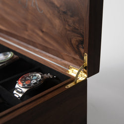 Watch Box with Drawer - Solid Black Walnut - 12 to 16 Watch Compartments (ONLINE ORDER ONLY)