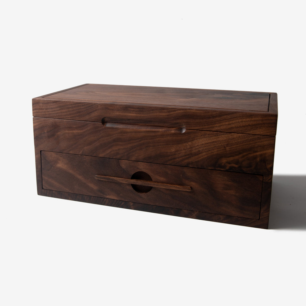 Watch Box with Drawer - Solid Black Walnut - 12 to 16 Watch Compartments (ONLINE ORDER ONLY)